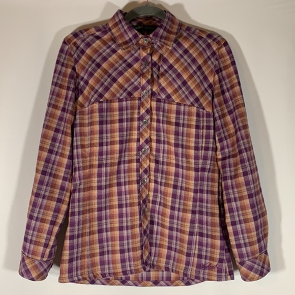 Woolrich Purple & Orange Plaid Flannel Button Down Shirt - Picture 1 of 10